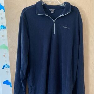 Eddie Bauer Navy Blue Quarter Zip Fleece Pullover Sweatshirt